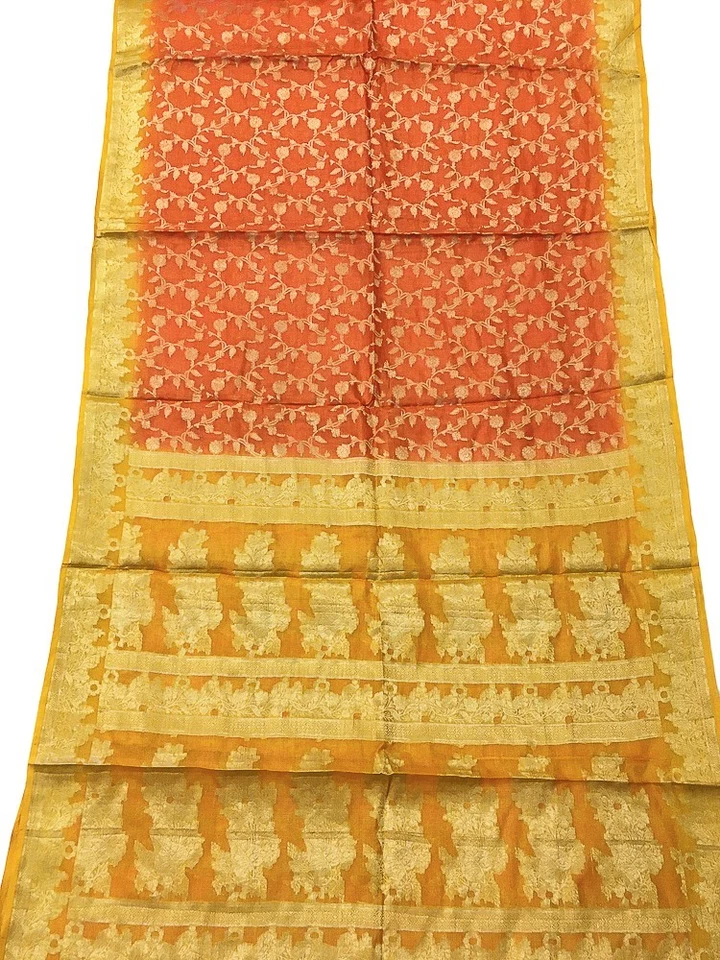 Sari de seda pura Tussar 100 % seda vintage tela india reciclada TSS3125 Foto 4 de 4