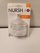 NEW Boon Nursh Silicone Replacement Nipple Stage 1 - Modeled After Mom 3 PACK