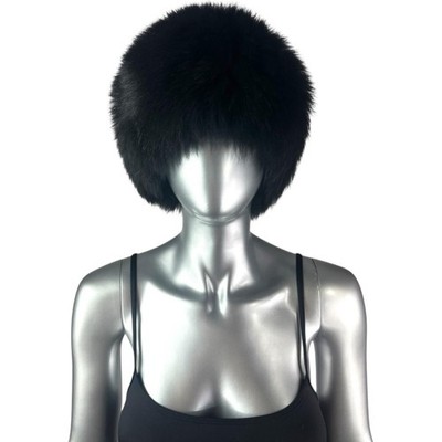 Black FOX Hat, 21 -23  w/Stretch, Certified Vintage Fur