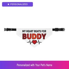 Custom Pitbull Pit Bull Paw Print Heartbeat Dog Bandana Personalized Pet Name