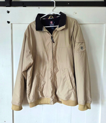 Chaps Ralph Lauren Men s Beige Bomber Jacket L Full Zip Stand Collar Lined Logo