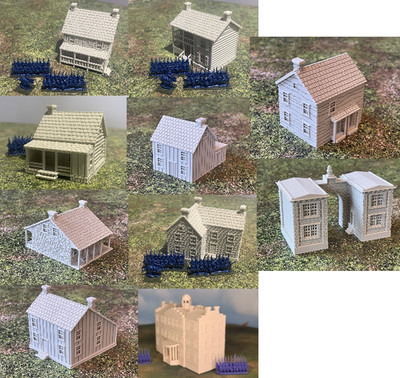 ACW Gettysburg Meade & Lee's HQs, Trostle Weikert Klingle Cordori + 12mm scale