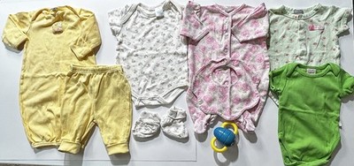 Bundle Baby Girls Clothes 0 - 3 M -  Sack & Pants, 3 One Pieces, Footed 1 Piece