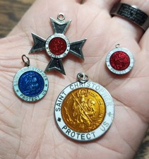Vintage Collection JAPAN St Christopher Medals Religious Catholic Pendant Lot #H