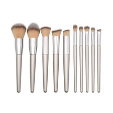 10Pcs Cosmetic Brush Set Bamboo Handle Silver Makeup Brushes Durable for Makeup