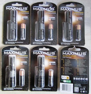 Sonderposten Restposten 6x Maximus LED Taschenlampe 30 Lumen Power 0,5 Watt