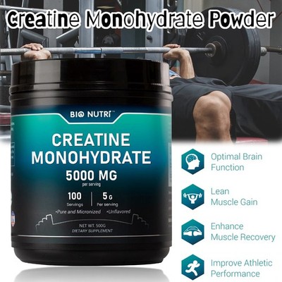 Pure Creatine Monohydrate 500 Gram Powder Micronized 100 Servings 5g Per Serving