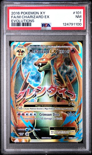 2016 POKEMON XY EVOLUTIONS #101 FULL ART/M CHARIZARD EX PSA 7