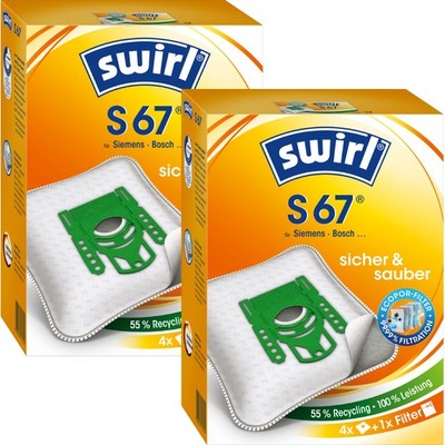 2 Packungen SWIRL S 67 | 8 Staubsaugerbeutel | für Siemens Bosch