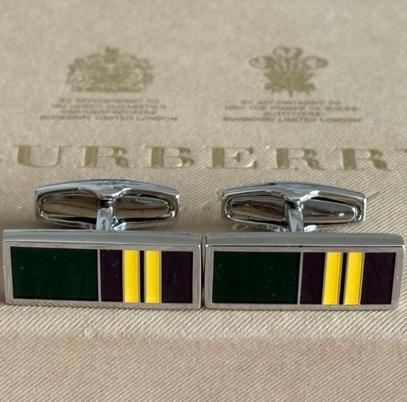 Burberry Color Contrast Rectangle Shape Cufflinks… - image 1