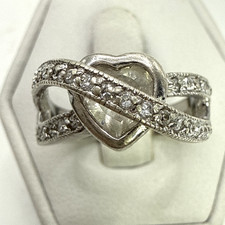 STUNNING .925 Vintage Sterling Silver Estate Ring Size 7 W- Colorless Stones