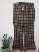 Nasty Gal  Pants  Size 18   Plaid Wide Leg Pants High Rise Brown Check New Tags