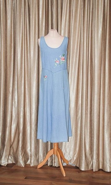 Women American Vintage Dress Navy Cotton 40 / L /