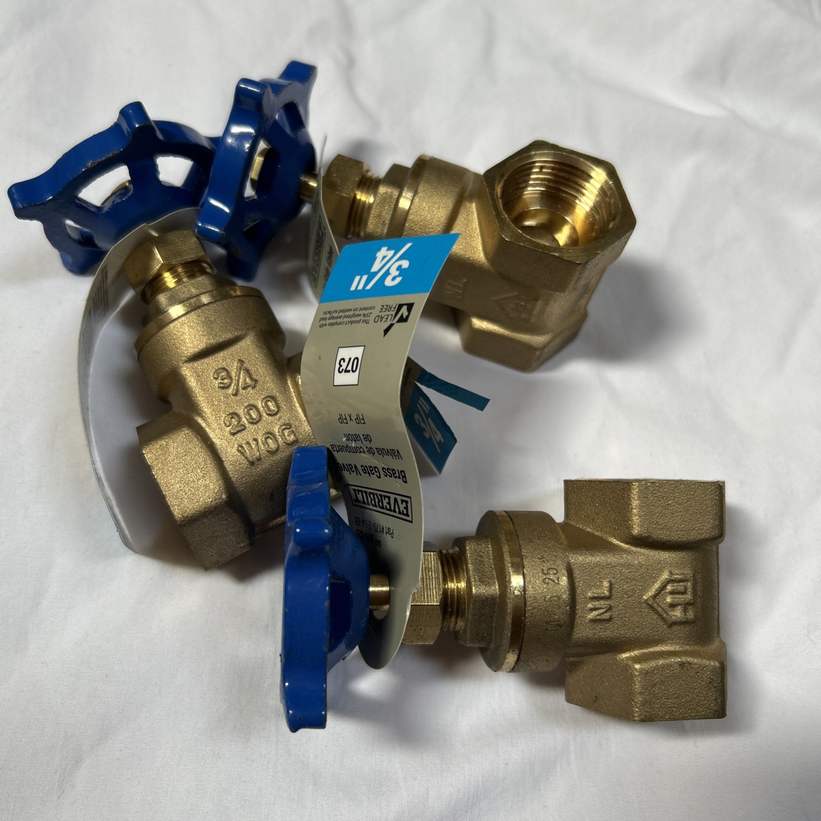 3- Everbilt Compact-Pattern Gate Valve Brass 3/4" threaded. Free shipping 