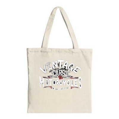 Vintage Canvas Tote Bag with Bold ' VINTAGE   TO MOTORCYCLES