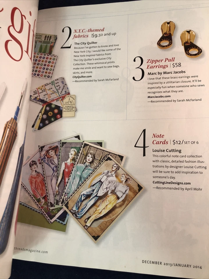 Taunton's Threads Magazine January 2014 Sheath Dress Gift Guide Luxury Fabrics - Image 3 of 4