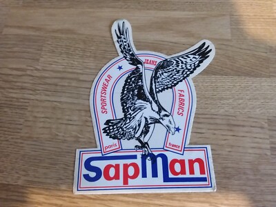 Antique Large SapMan Shop Jean's Sportswear Eagle Sticker Shop