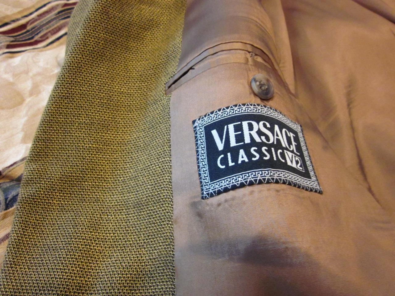 Giacca blazer abito Versace Classic V2 marrone chiaro 3 bottoni taglia lunga 54 IT