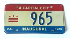 Rare 1983 3 Digit INAUGURAL A Capitol City License Plate ALL ORIGINAL
