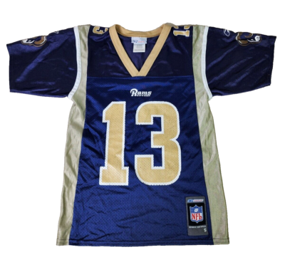 Rams Warner 13 シャツ ネイビー/ゴールド VTG Reebok St. Louis Rams Jersey Sz Youth Small #13 Kurt Warner