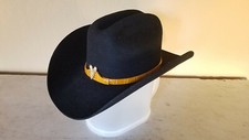 Bullhide Montecarlo Western Cowboy Hat Black 6 7/8 2X Felt 3 3/4 Brim El Halcon