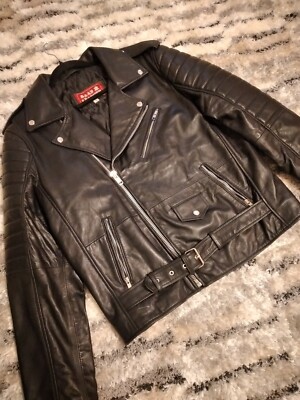 Men's Motorcycle Distressed  black  biker Retro Cafe Racer Real Leather Jacket