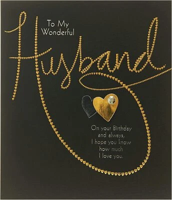 UK GREETINGS Husband Golden Heart Birthday Card with Sentimental Verse