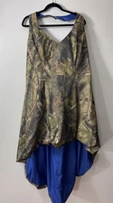 Fashion Womens Plus Size 20 Camouflage Blue Camo Halter High Low Formal Dress