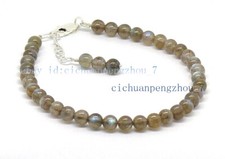 Natural 6/8/10/12mm Light Gray Labradorite Round Gemstone Beads Bracelet 7.5''