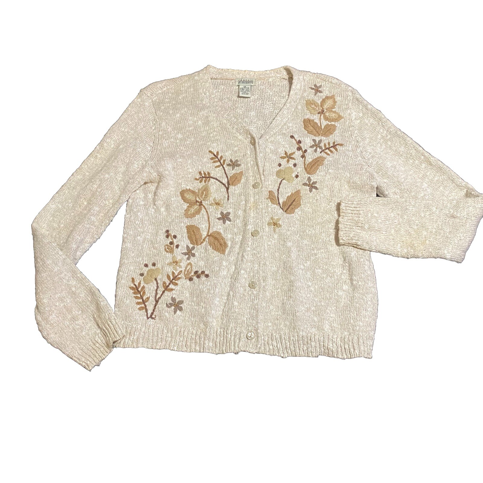 Classic Elements Embroidered Button Stitch Cardig… - image 1