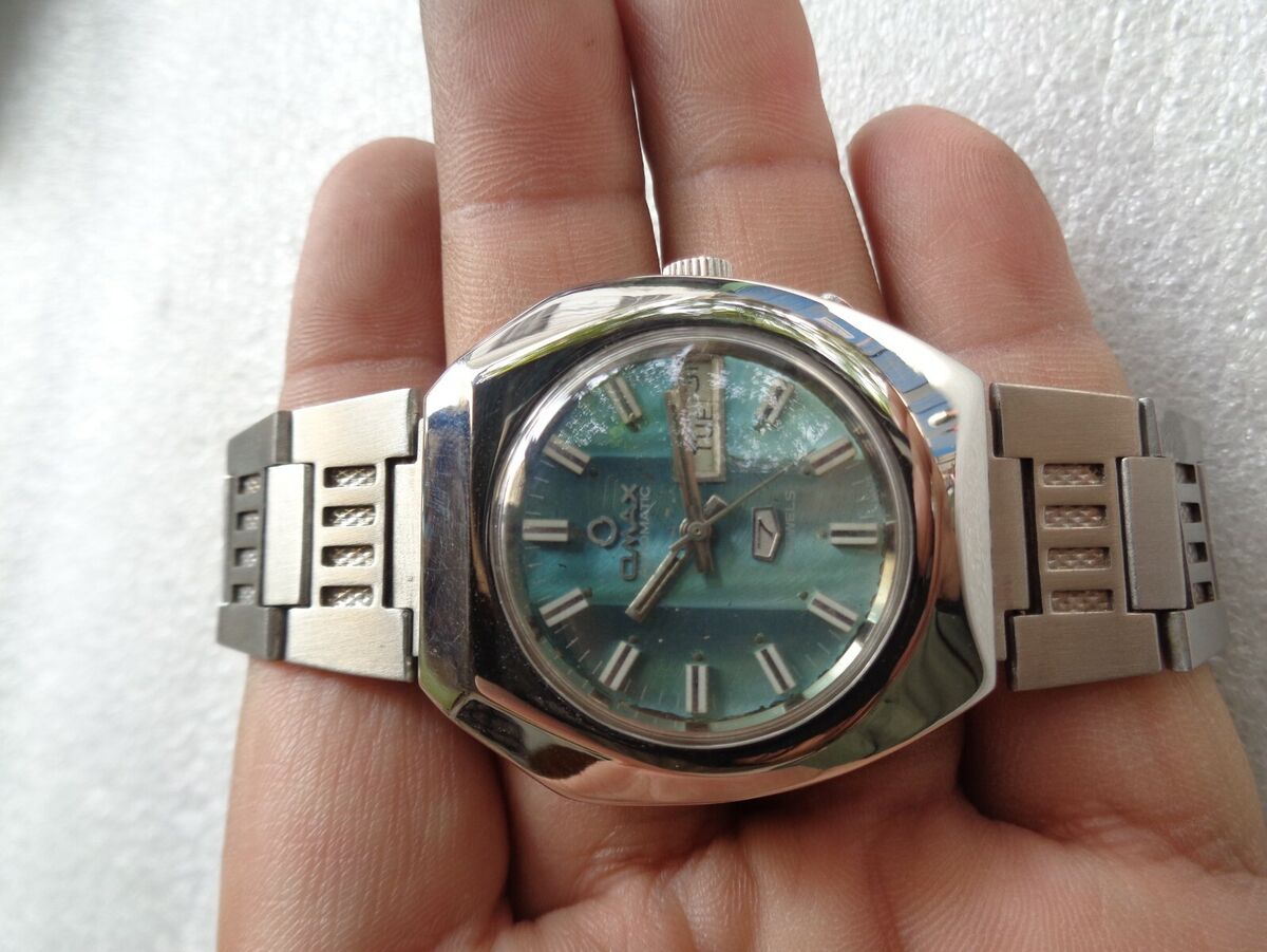 VINTAGE OMAX WATCH COLLECTION RARE SKY BLUE DIAL OMAX 7 MENS VINTAGE OMAX WATCH COLLECTION RARE SKY BLUE DIAL OMAX 7 MENS