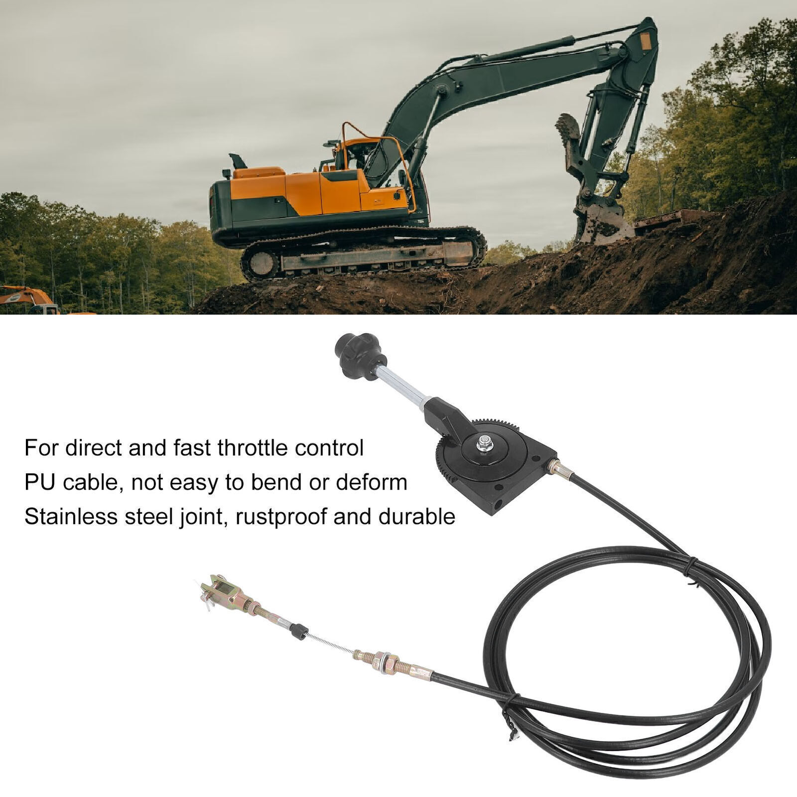 Excavator Throttle Control Cable 2.5M Manual Flexible Replacement
