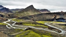 Landscape nature mountains iceland river stream clouds Custom Gaming Mat Desk