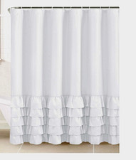 West Weir Ruffle Shower Curtain Light Soft Gray Open Package Never Used