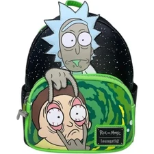 Rick and Morty Loungefly Green Black Backpack New With Tag Bag