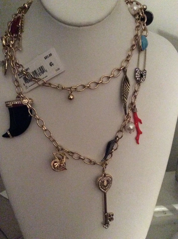 $85 BETSEY JOHNSON Collar Estación Larga Mixto Multi-Dijes BL 5