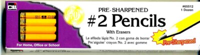 NEW Pencil #2 Lead Pre Sharpened+erasers number two 12 Box Charles Leonard #555