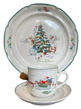 Rare Vtg International Tableworks Country Christmas #8966-048 12 Pc Set  1980s