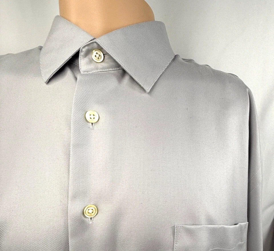 Мужская рубашка Pronto Uomo 18 34/35 светло-серая без железа рубашка на пуговицах новая с ценниками - Изображение 3 из 4