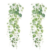 Green Plant Vine Leaves Wall Sticker Evergreen Ivy Leaves for Bedroom Decals ...