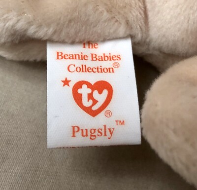 Ty Beanie Baby Pugsly il carlino fatto a mano in Indonesia con etichetta canadese! (9 pollici) - Italia