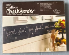 Peel & Stick Wallies Black Chalkborder 6 ft Removable 2 Sheets Chalk NEW