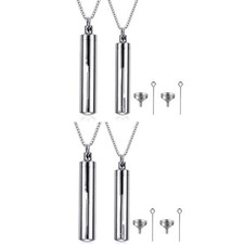 4pcs Cylinder Urn Ashes Necklace Memorial Keepsake Pendant Cremation Jewelry Set