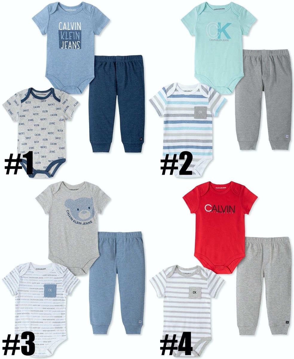Calvin Klein matching three-piece set Calvin Klein Baby Boys Logo Printed Bodysuits and Joggers, 3  main image 4
