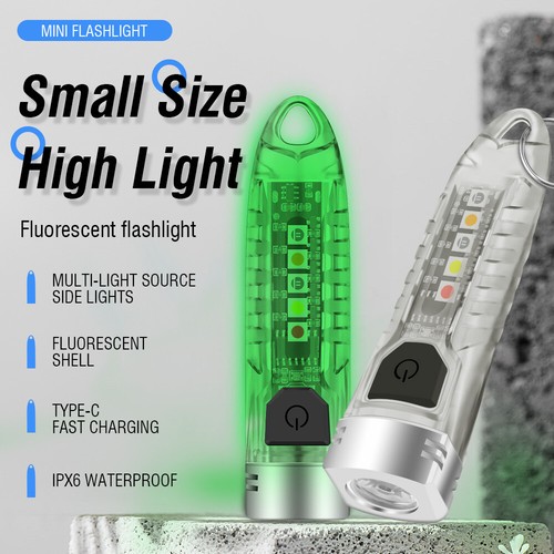 2X Mini Taschen LED Taschenlampe Schlüsselanhänger Taschenlampe USB Wiederaufladbar Licht Lampe Camping - Bild 3 von 23