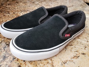 vans slip on pro black white gum