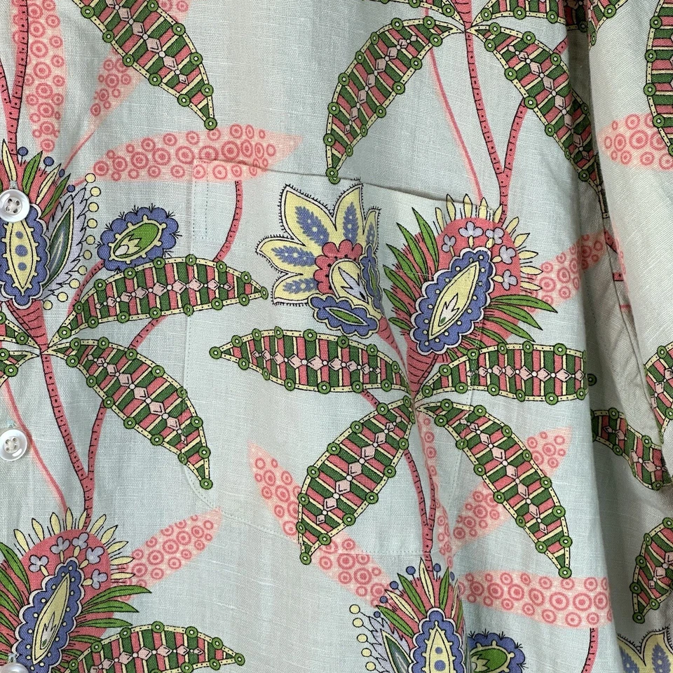 Daniel Cremieux Button Up Shirt Pastel Floral Lined Blend Tailored Fit Mens XL - Image 4 of 4