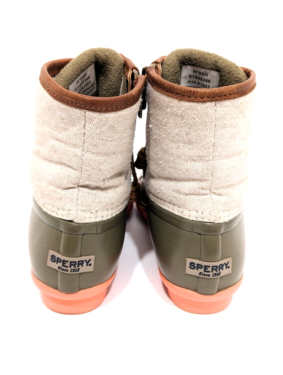 sperry duck boots green and orange