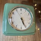 Infinity Retro Avacado Green 9” Square Wall Clock