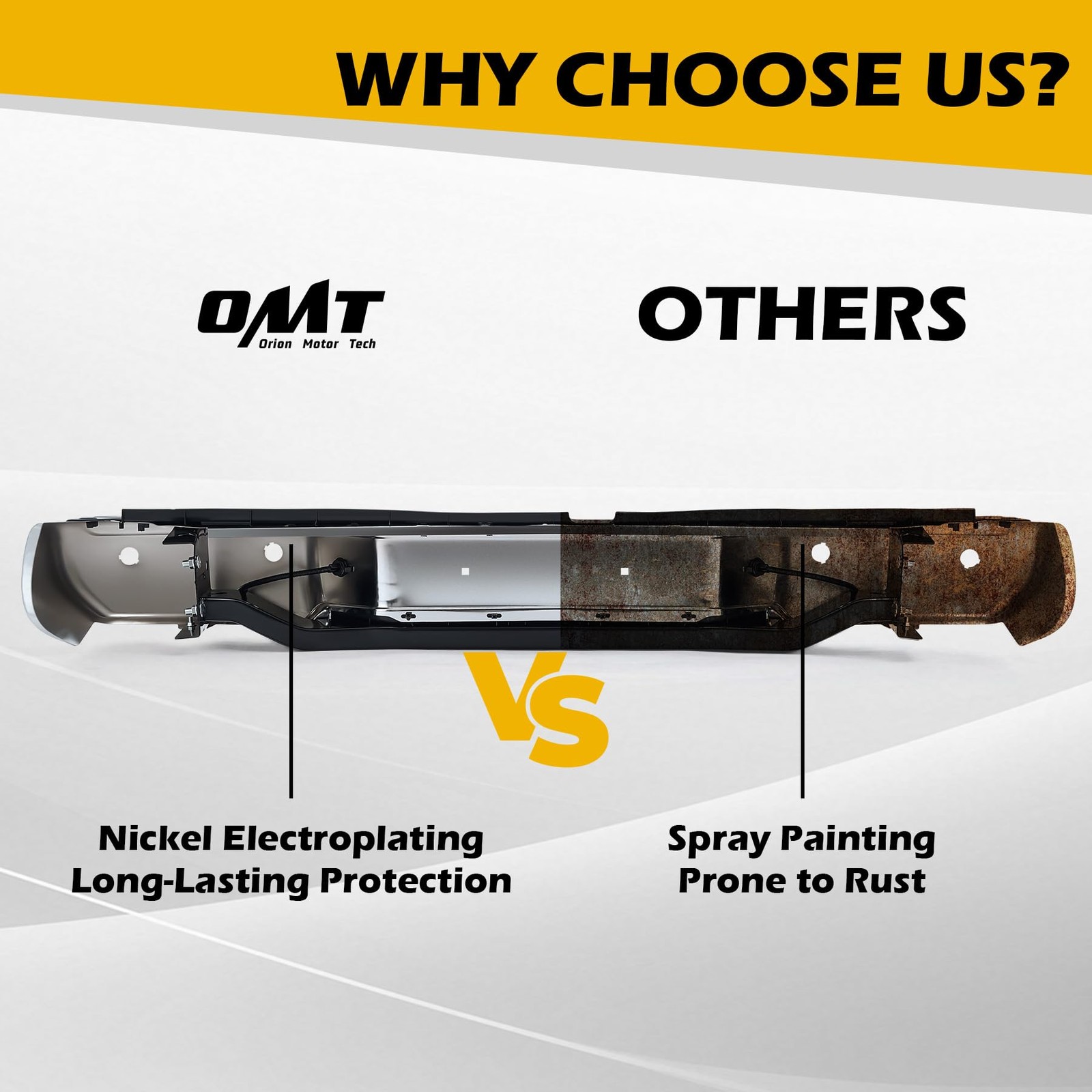 Rear Bumper Compatible with 2005-2021 Nissan Frontier Chrome Steel Rear Bumper